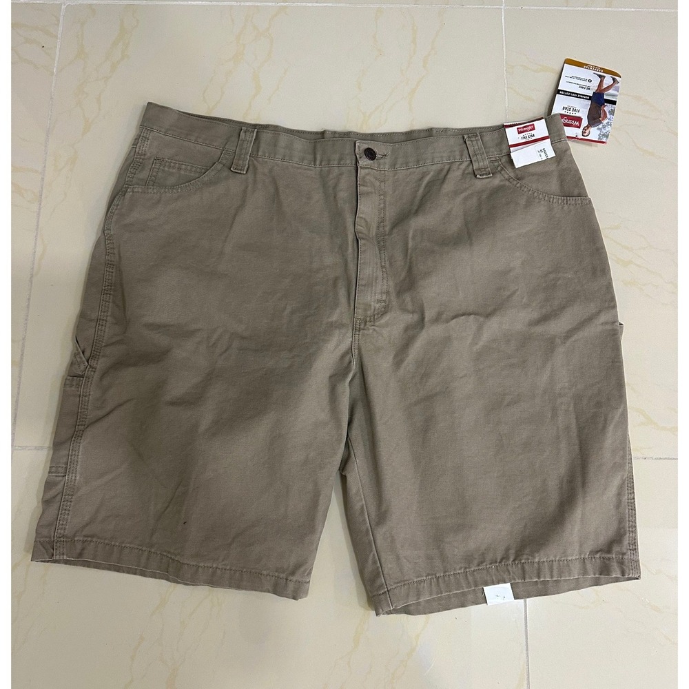 Wrangler Carpenter Shorts Mens 42 Khaki Tan New Five Star Canvas 10" Inseam